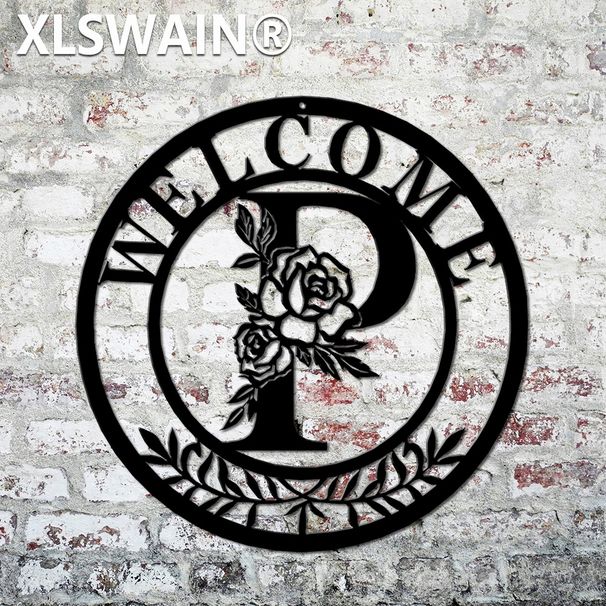 Personalized Metal Letter Logo, Wedding Gift. Surname Sign, Welcome Sign, Wall Art, Split Letter Welcome Sign, Wall Art, Door Welcome Plaque_voghion.com