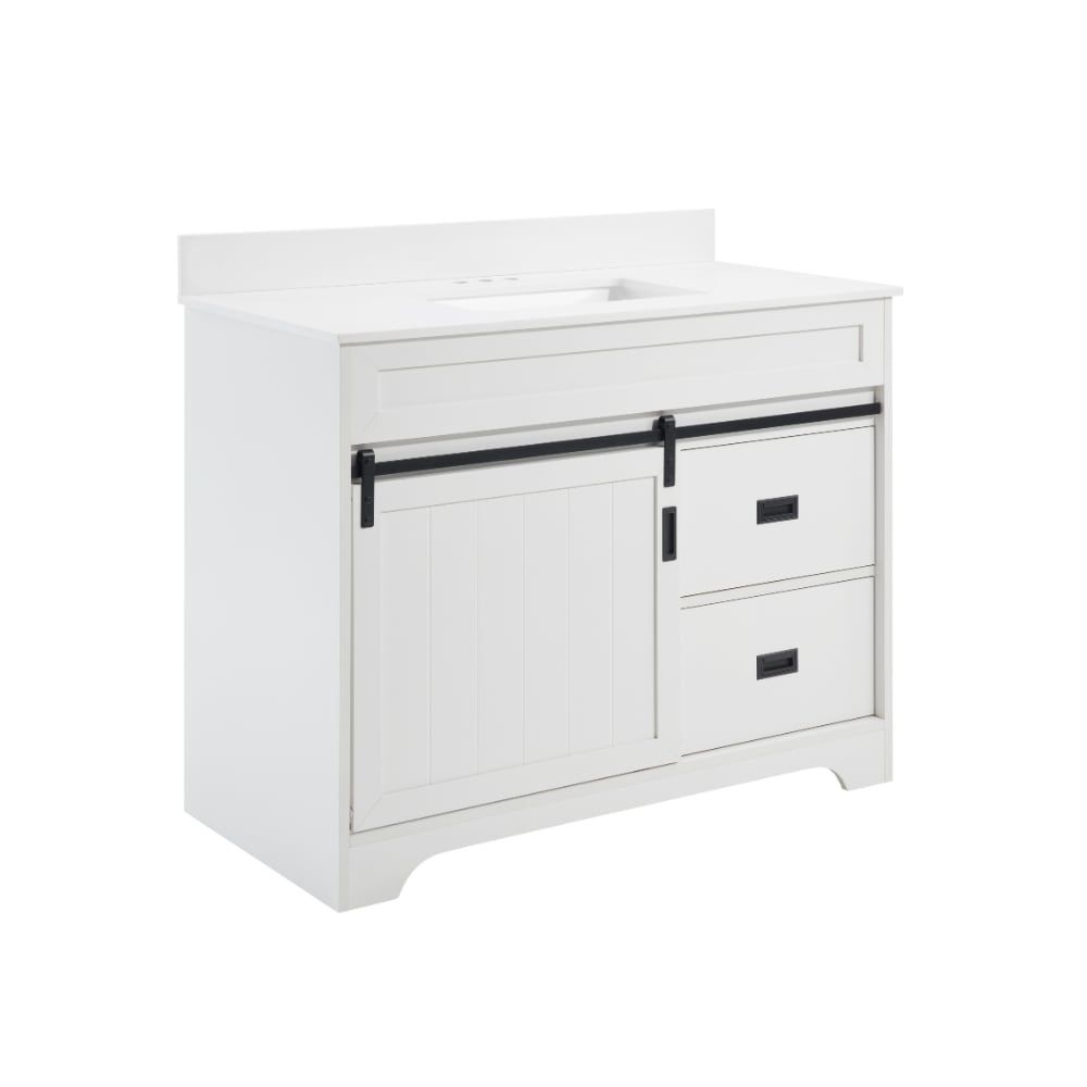 42"Bathroom Vanity With Single Sink Combo-White_voghion.com