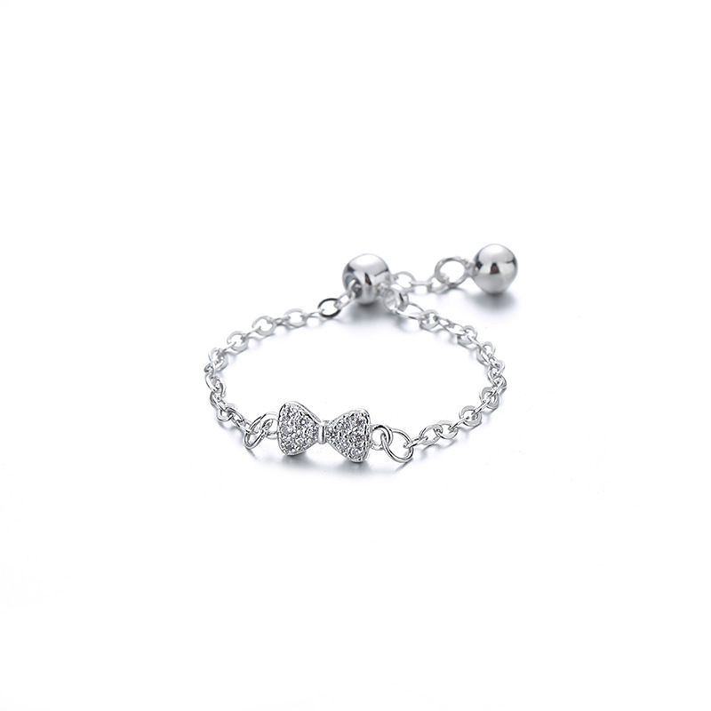 Sier Kleur VENUS Vlinder Ring voor Vrouwen Meisje Gift Pull-On Stralende Kristallen Strik Ketting Sieraden Dropshi_voghion.com