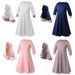 Kids’ Clothing Girls' spring and autumn long sleeved color blocked ruffled lace dress + bow headscarf two piece children's clothing set_voghion.com