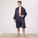 Cross-border European and American style summer men's imitation silk bathrobe silk long-sleeved nightgown men's summer plus size pajamas set_voghion.com