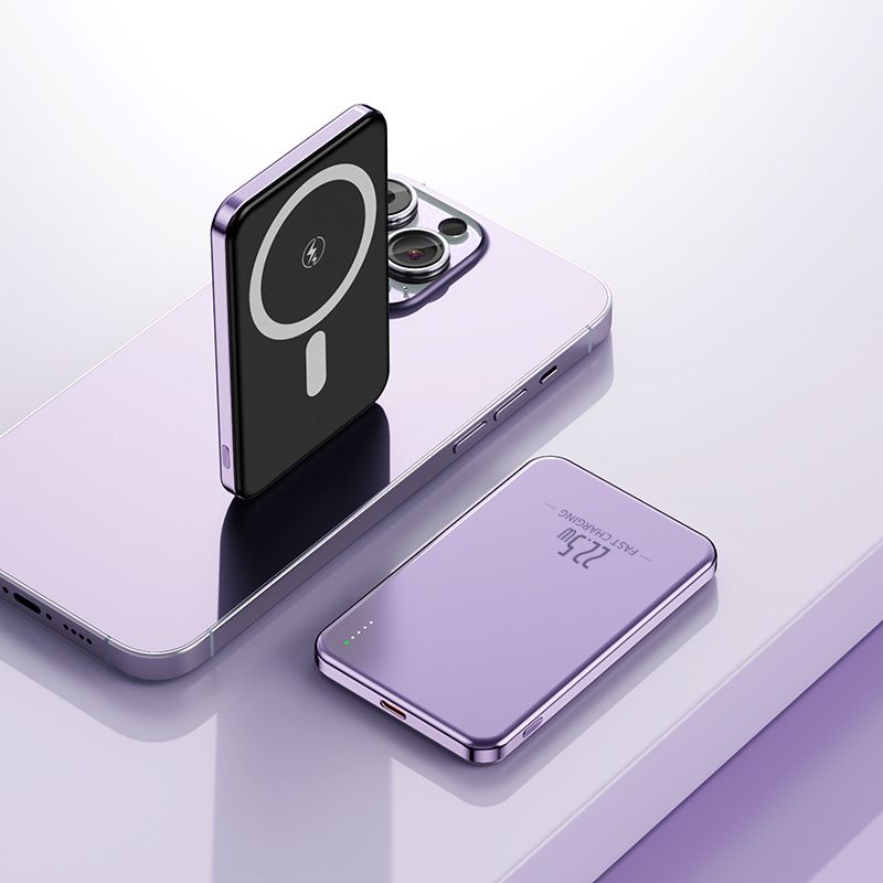 Carregador portátil magnético sem fio ultrafino de liga de alumínio - 5000 mAh de carregamento rápido e portátil para iPhone_voghion.com
