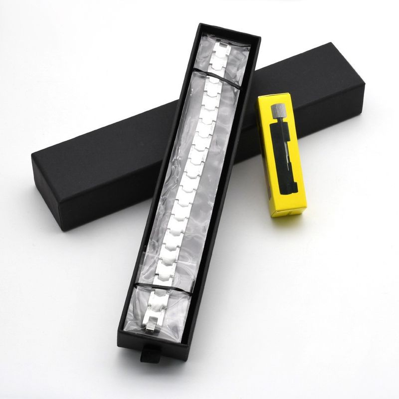 Bracciale in acciaio al titanio, bracciale in acciaio inossidabile con pietra energetica, bracciale antistatico per terapia elettromagnetica, gioielli di moda per uomo e donna_voghion.com
