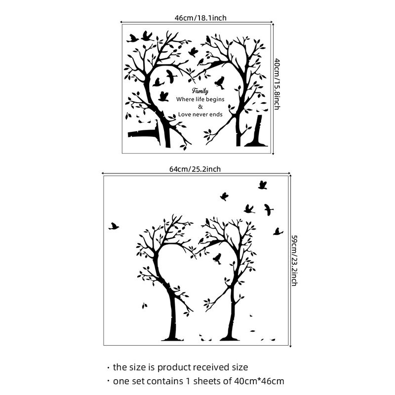 Liebe Baum Zweig Vogel schwarz selbstklebend PVC AF202 Schlafzimmer Wohnzimmer Wandaufkleber_voghion.com