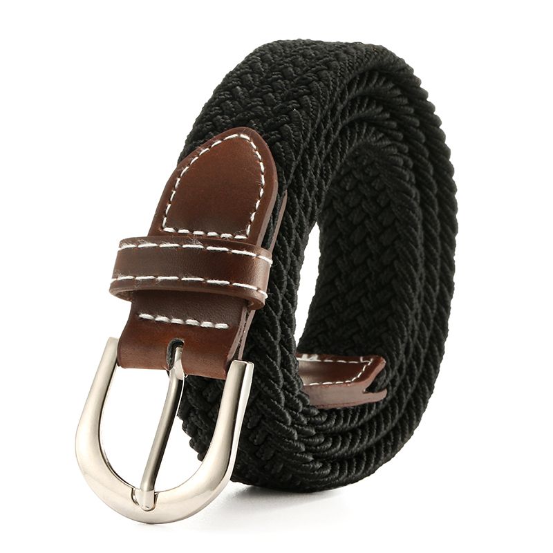Fashion free perforation-free canvas simple long small belt women's casual elastic braided belt fine belt women's belt_voghion.com