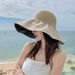 Sunscreen Hat, Women's Summer Straw Hat, UV Protection, Face Shading, Sun Hat, Fisherman's Hat, Black Rubber Big Brim_voghion.com