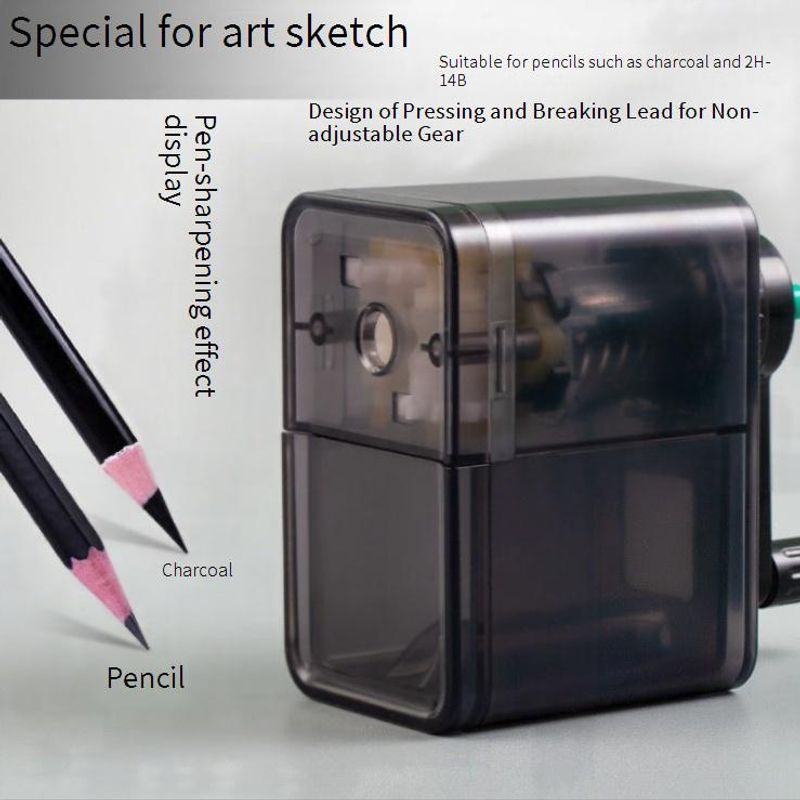 Dual Hole Manual Pencil Sharpener For Sketching - Adjustable 7-Stage (Teacher Recommended) & Classic Grey - Metal & Plastic Design_voghion.com