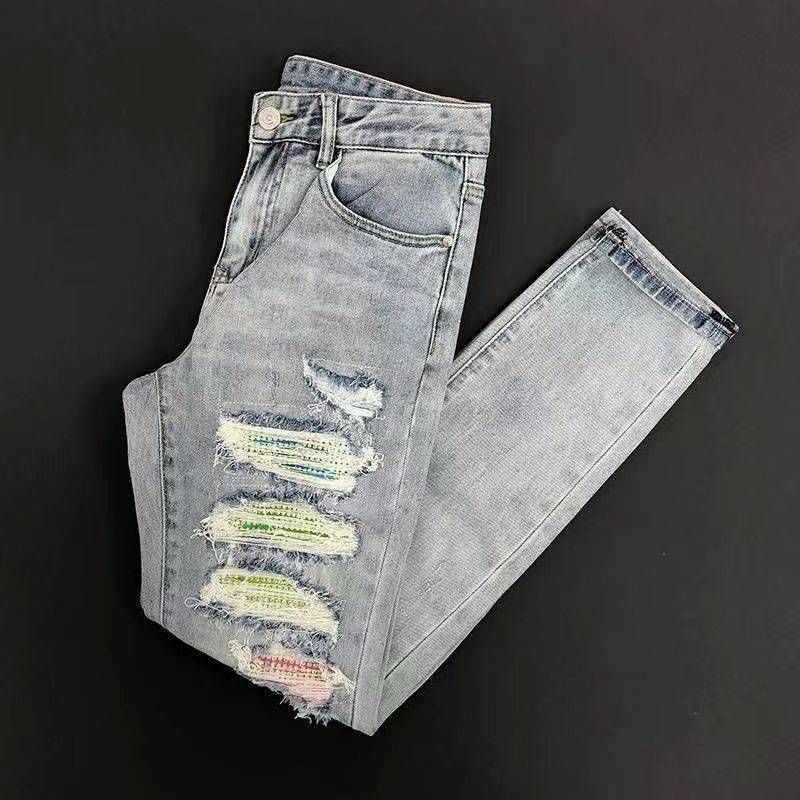 Men's Clothing Autumn Jeans Trend New Mid-waist Trousers For Men Youth Popular Washed Trend Temperament Slim Feet_voghion.com