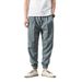 Casual Lightweight Spring Men Joggers Pants Solid Color Drawstring Summer Loose Mid Rise Pockets Trousers for Daily Wear_voghion.com