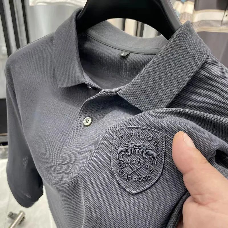 Men's Clothing Commerce High Quality Casual Business Summer Short Sleeved Tops Popular Men's Embroidered Non Iron Polo Shirt_voghion.com