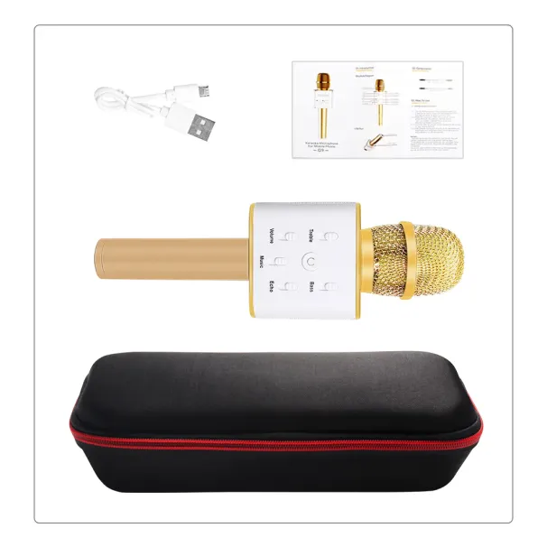 Q7 Bluetooth Wireless Smartphone Mikrofon Handheld Mic Dual Lautsprecher Home Ktv Mit Lagerung Tasche_voghion.com