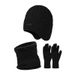 Cappello da uomo in maglia e pile con protezione per le orecchie, cappello termico, misto lana, guanti spessi per esterni, set bavaglino_voghion.com