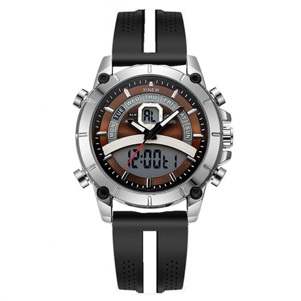 Men's Sport Digital Analog Watch With Rubber Strap - Multifunctional Quartz Watch With Luminous Display, Alarm, Calendar & Weekday Feature_voghion.com
