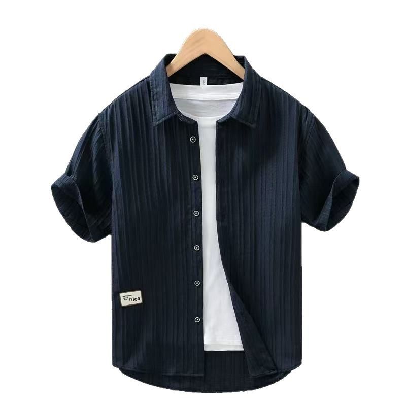 Abbigliamento uomo [BreezeTech] Camicia antipiega da uomo - Ice Silk con apertura frontale | Top casual testurizzato_voghion.com