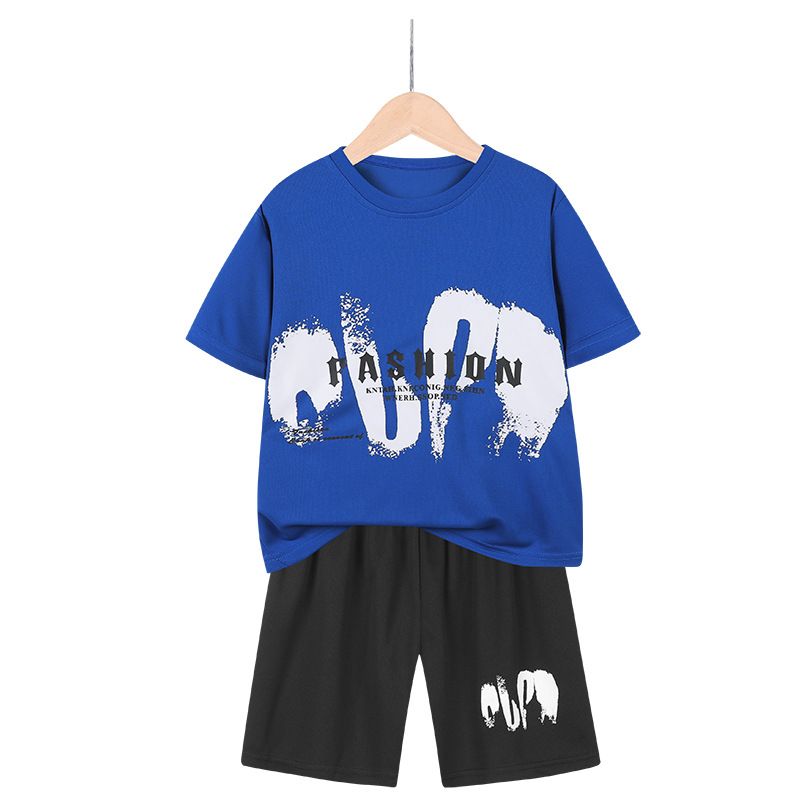 Teenage and guys Boys short-sleeved T-shirt suits for children quick-drying ice silk sportswear student children basketball uniform summer shorts_voghion.com