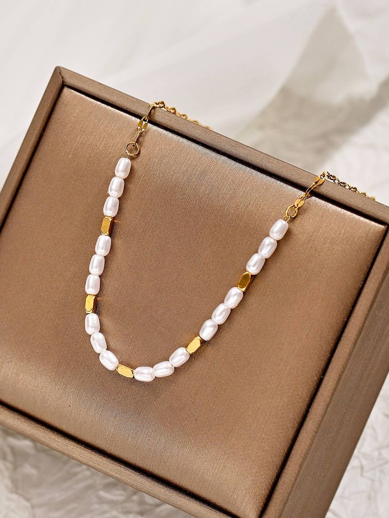 Niche minimalist bamboo pearl necklace_voghion.com
