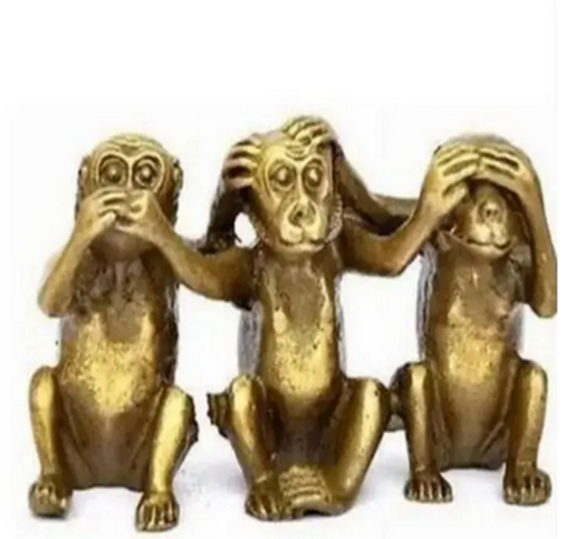 Three way copper monkey, listen, look, say, no harm, 3_voghion.com