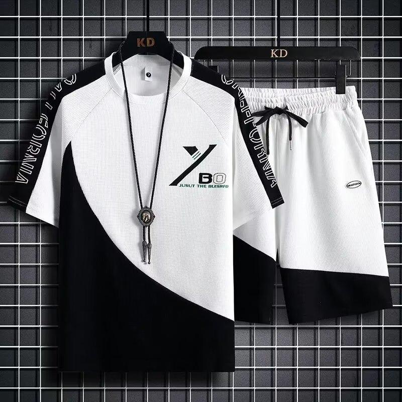 Abbigliamento maschile Tuta a nido d'ape per ragazzi Nuovo stile estivo Stile giovanile Design avanzato Sport Tempo libero Un set completo_voghion.com