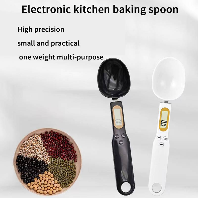 Balance de cuisine numérique avec cuillère, écran LCD, précision de 0,1 g à 500 g, fonctionne sur piles, pile bouton non rechargeable, fonctionne sur piles, convient pour l'entretien automobile, la cuisine, la pâtisserie et le contrôle des portions (pile non incluse)._voghion.com