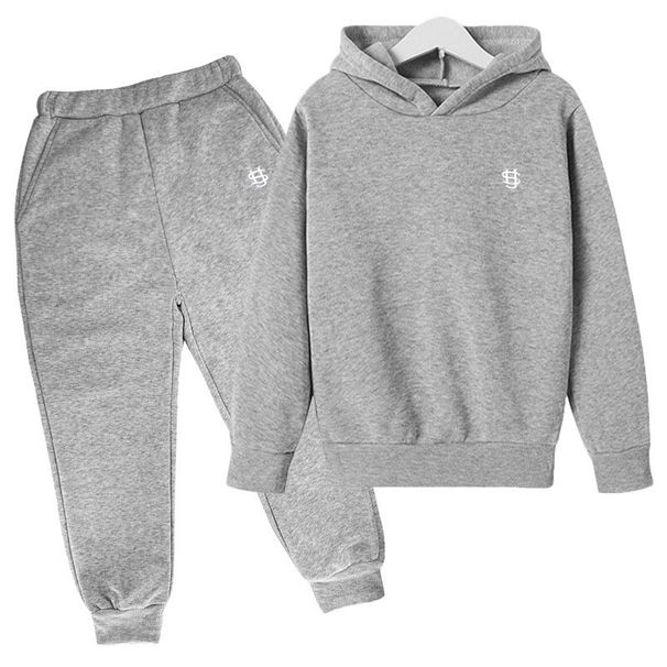 Kids' Fleece-Lined Hoodie Set - US Letter Print Pullover & Joggers, Stylish Unisex Tracksuit For Autumn_voghion.com