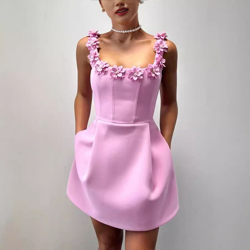 Abbigliamento donna primavera ed estate nuovo abito senza spalline senza maniche tascabile INS abito casual largo da donna_voghion.com