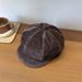 Women's Brown Beret, Versatile Octagonal Hat 2025 Fall/Winter New_voghion.com