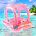 1pc Thickened Inflatable Sunshade Bell Seat Ring Blue Pink PVC Material Swimming Seat Ring Floating Ring Armpit Ring Beach Toy_voghion.com