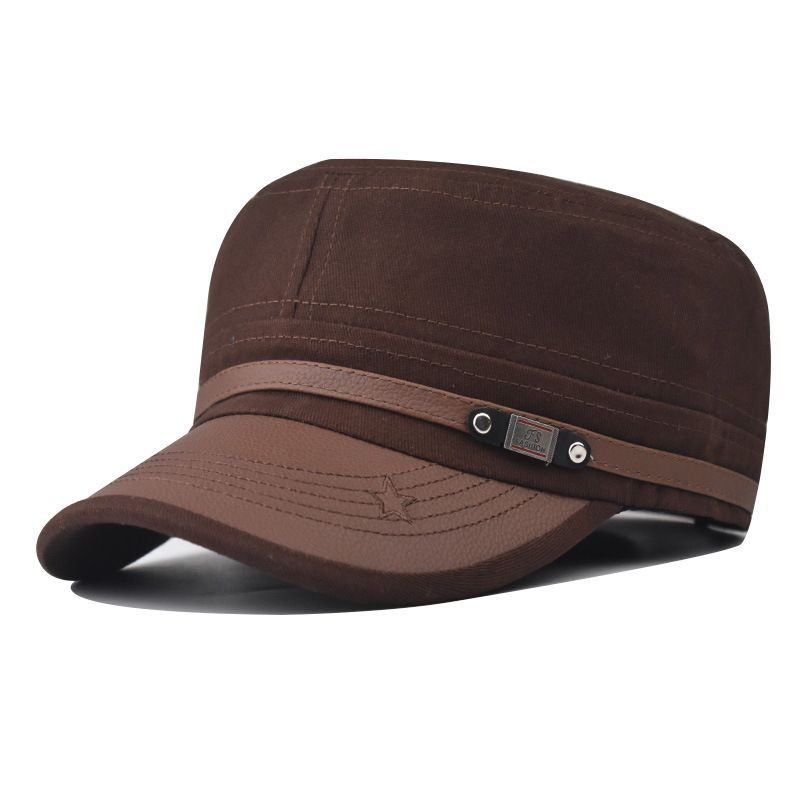 Cappello da uomo alla moda, stile militare primaverile, tutto in cotone, con parte superiore piatta_voghion.com