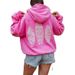 Women's Casual Hoodie With Hawaiian Hibiscus Print, Drop Shoulder Long Sleeve Pullover Sweatshirt, Breathable Polyester Fabric,_voghion.com