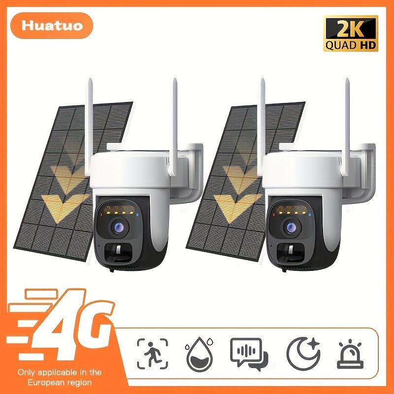vízálló 4G LTE Európai Uniós mobil biztonsági kamera napelemes SIM-kártyával, 2K nagyfelbontású PTZ éjjellátó mozgásérzékeléssel kétirányú hívás SD_voghion.com