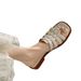 French Summer Woven Sandals For Women's Outdoor Wear, Flat Half Slippers, Thick Soled White Roman Sandals, One Foot Flip_voghion.com