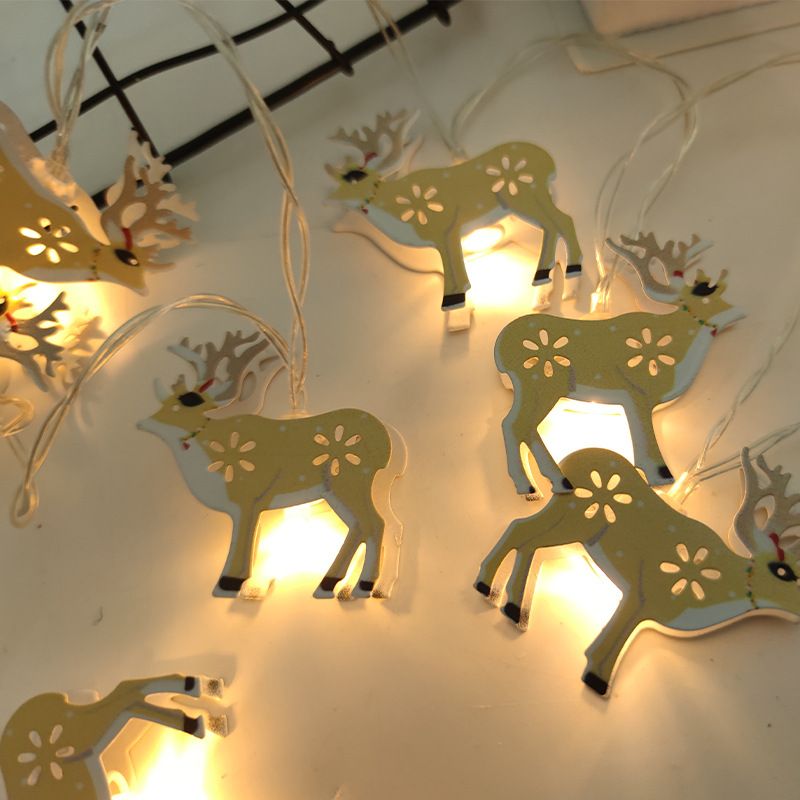 Snowman & Snowflake Christmas String Lights – Battery-Powered Iron Wire LED Fairy Lights For Holiday Decor, Indoor & Outdoor Use_voghion.com