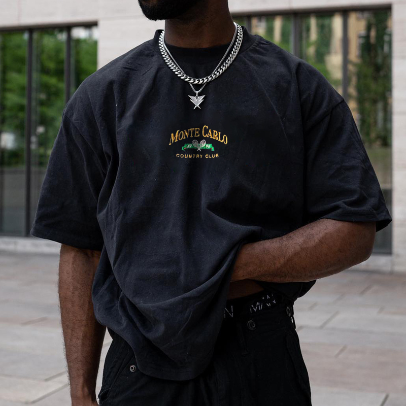 T-shirt oversize da uomo con stampa retrò taglie forti Top casual larghi da esterno_voghion.com