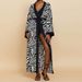 Women's Clothing Beach cover-up rayon zebra pattern holiday bikini sunscreen cardigan dress large size loose_voghion.com