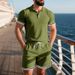 Summer Short Sleeve Shorts Two-Piece Set With Turn-Down Collar And Button Sports Casual Suit For Men_voghion.com