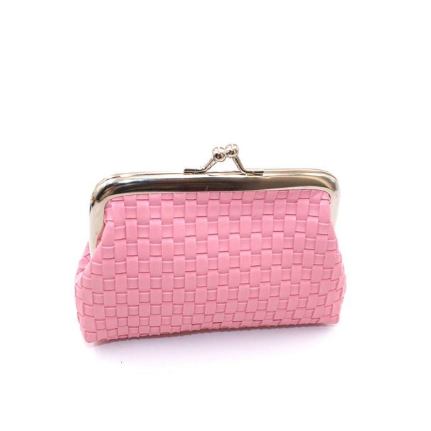 New PU leather woven cute small bag, student short card bag, hand-held key bag, zero wallet_voghion.com