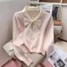 Women's Clothing Temperament Bow Knitted Cardigan Female Jacket Design Niche Super Beautiful Long Sleeved Top_voghion.com