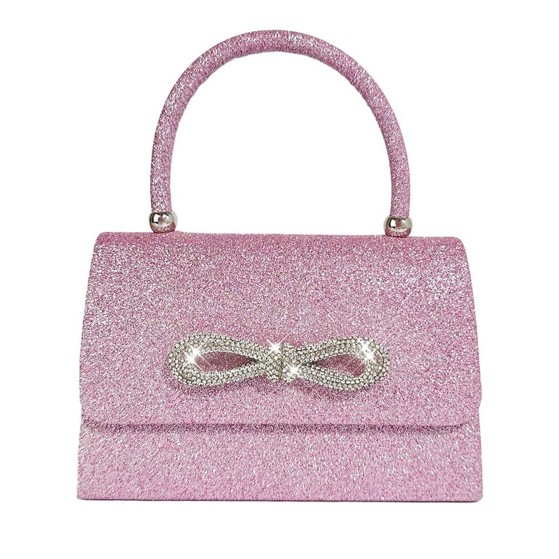 Nuova borsa a mano con fiocco di diamanti Banquet, piccola borsa per il tempo libero rosa scintillante_voghion.com