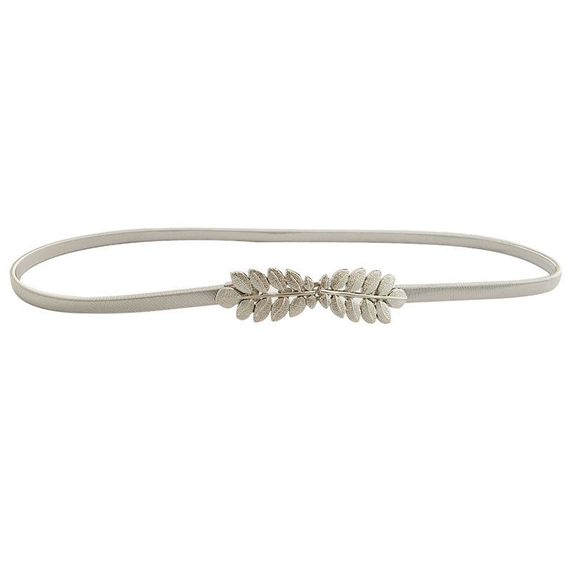 Elastische Goldkette Gürtel Für Frauen Taille Silber Metall Bund Blatt Stretch Goldener Gürtel Kleid Rock Riem Skinny_voghion.com