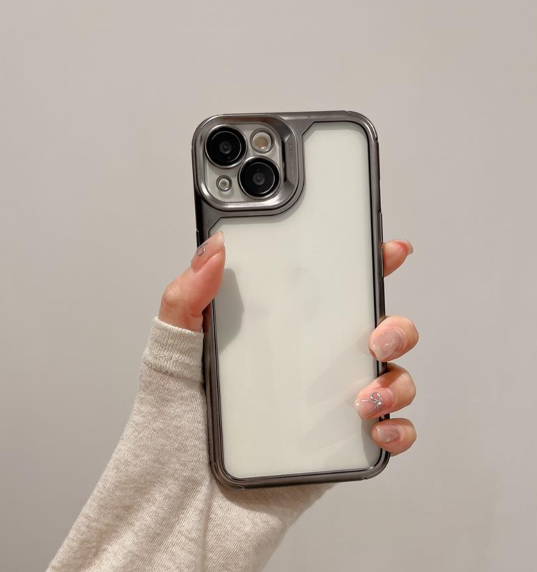 Hochwertige minimalistische transparente Volltonfarbe, geeignet für iPhone 15/14 ProMax, 13 Promax, alles inklusive Fallschutz_voghion.com