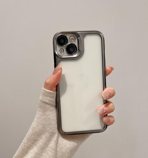 Hochwertige minimalistische transparente Volltonfarbe, geeignet für iPhone 15/14 ProMax, 13 Promax, alles inklusive Fallschutz_voghion.com