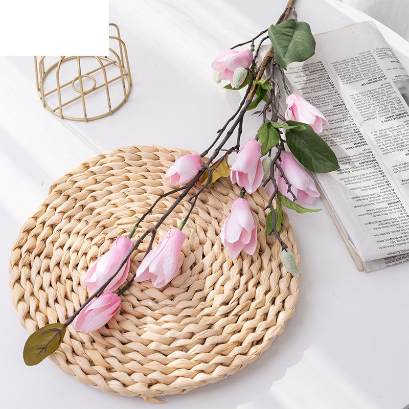 Flori artificiale de podea cu nouă capete, magnolie, decorațiuni interioare pentru nuntă, flori de mână, flori de perete, flori artificiale DY1-1868_voghion.com