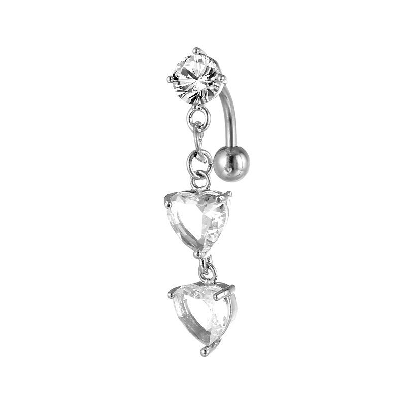 1PCS Stainless Steel Silver Color  Belly Button Rings Navel Ring Cubic Zircon Drop Dangle Body Belly Piercing Jewelry Sexy_voghion.com