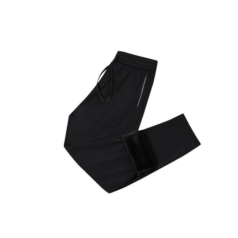 Autumn and winter fleece windproof pants, warm pants for both men and women, thick zipper, cold resistant, warm casual pants_voghion.com