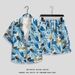 Abbigliamento maschile Abito in seta ghiacciata Camicia estiva a maniche corte da uomo ad asciugatura rapida, ampia taglia, pantaloncini da spiaggia floreali, coppia, coordinato, due pezzi_voghion.com