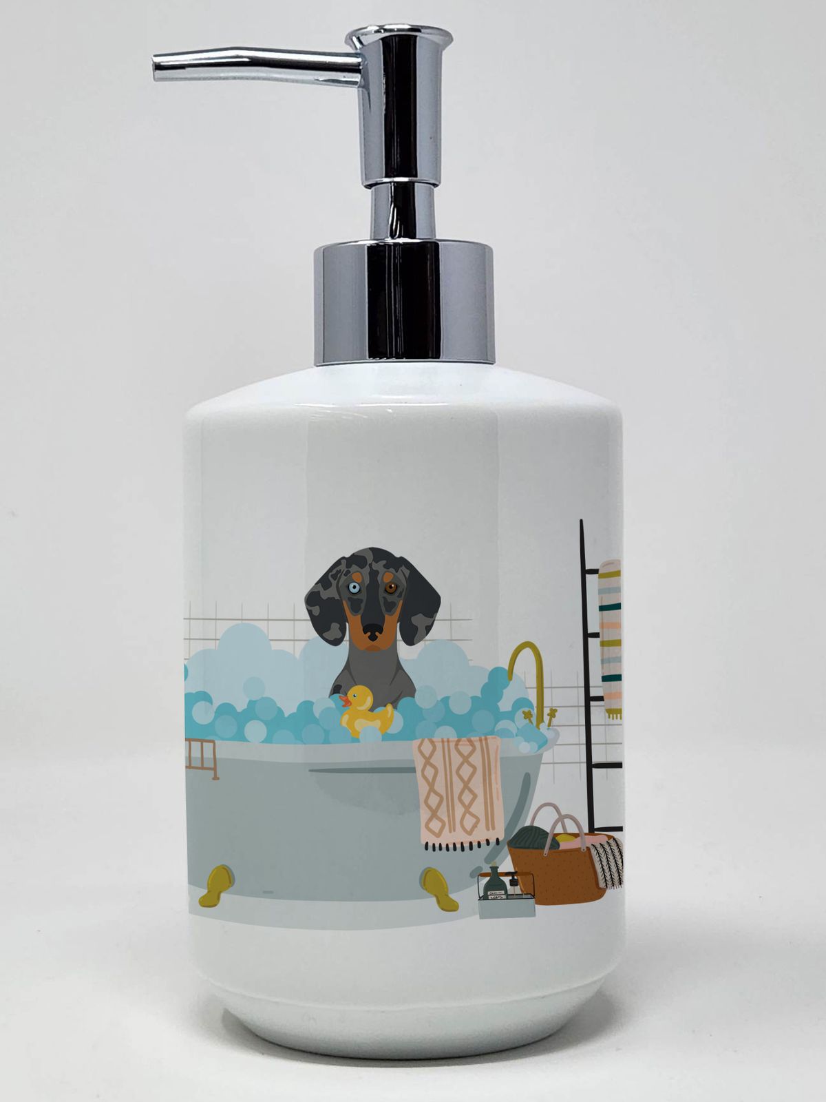 Black Dapple Dachshund Ceramic Soap Dispenser Hand Soap Dispenser Pump Bottles for Bathroom Kitchen, Empty Refillable Liquid Soap Container_voghion.com