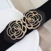 Cintura elastica versatile alla moda con fibbia a forma di fiore di rosa per donna_voghion.com