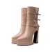 Square head waterproof platform platform high heel naked boots with thick heel in line with women_voghion.com