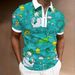 3D Digital Printing Lapel Polo Shirt Casual Men's Zipper Short Sleeve_voghion.com