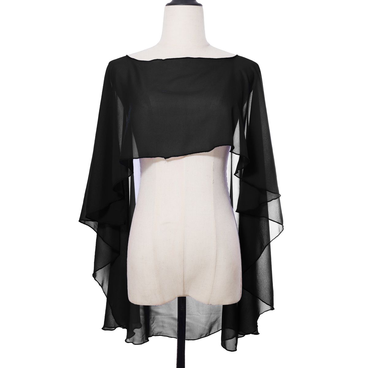 Chiffon Pullover Shawl Cape - Lightweight Sun Protection & Arm Cover For Women (Elegant Extended Wrap, Breathable Fabric)_voghion.com